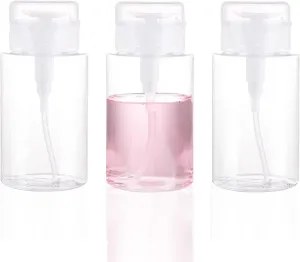 3 Pack Push down Pump Dispenser Empty Push Top Bottles Containers for Nail Polish Makeup Remover Micellar Water Facial Toner 6.7Oz/200Ml