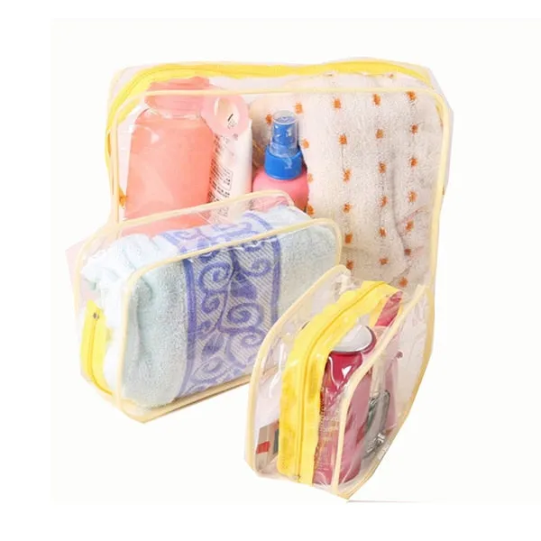 3pcs Transparent Cosmetic PVC Bag