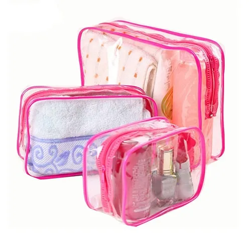 3pcs Transparent Cosmetic PVC Bag