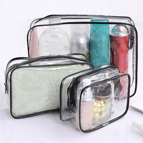 3pcs Transparent Cosmetic PVC Bag