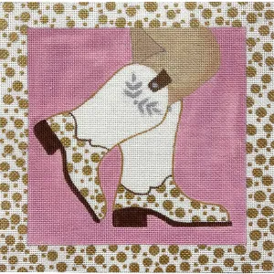 4545 WHITE AND GOLD COWBOY BOOTS