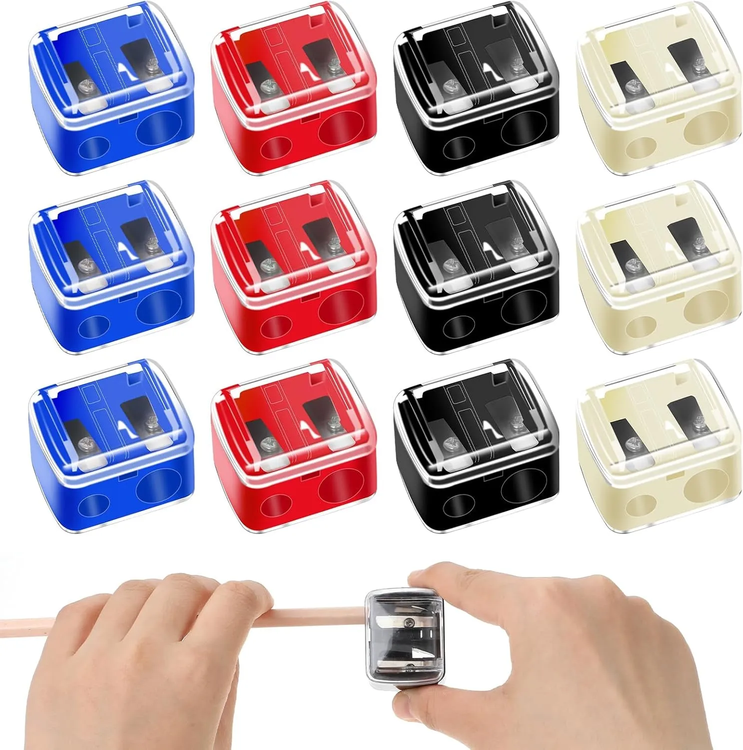 5 Pcs Cosmetic Pencil Sharpener, Eyeliner Sharpener Makeup Sharpener Small Lip Pencil Sharpener Manual Cosmetic Pencil Sharpener for Eyeliner Lip Liner Pencils (Black)
