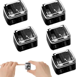 5 Pcs Cosmetic Pencil Sharpener, Eyeliner Sharpener Makeup Sharpener Small Lip Pencil Sharpener Manual Cosmetic Pencil Sharpener for Eyeliner Lip Liner Pencils (Black)