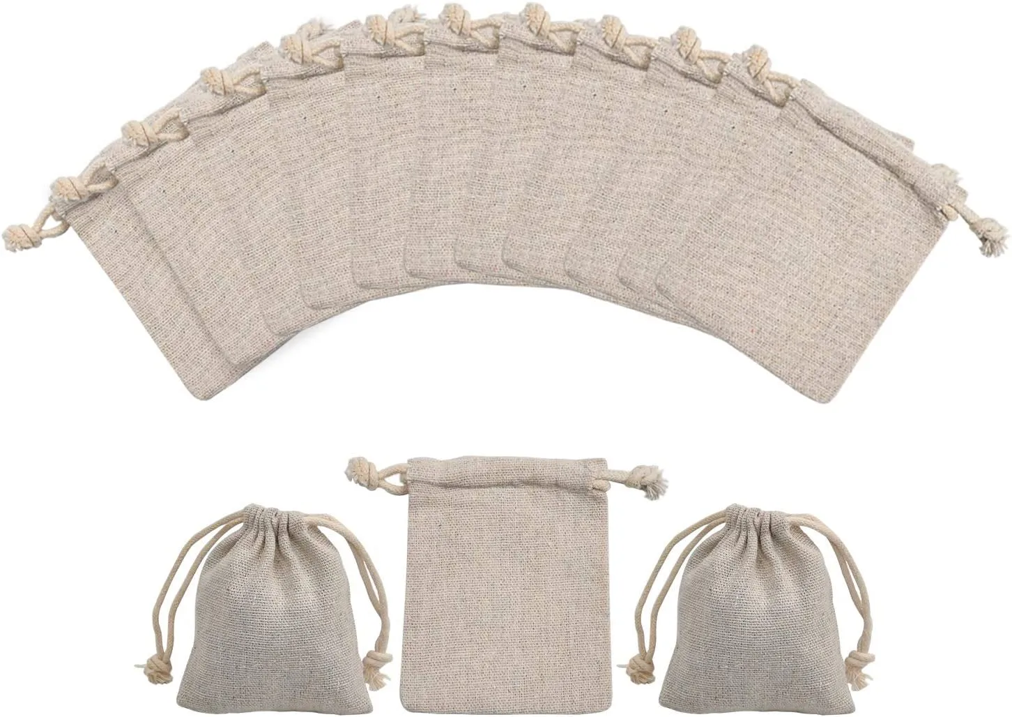 50Pcs Double Canvas Drawstring Bag Cotton Pouch Gift Sachet Bags Muslin Bag Reusable Tea Bag 2.75X4 Inch