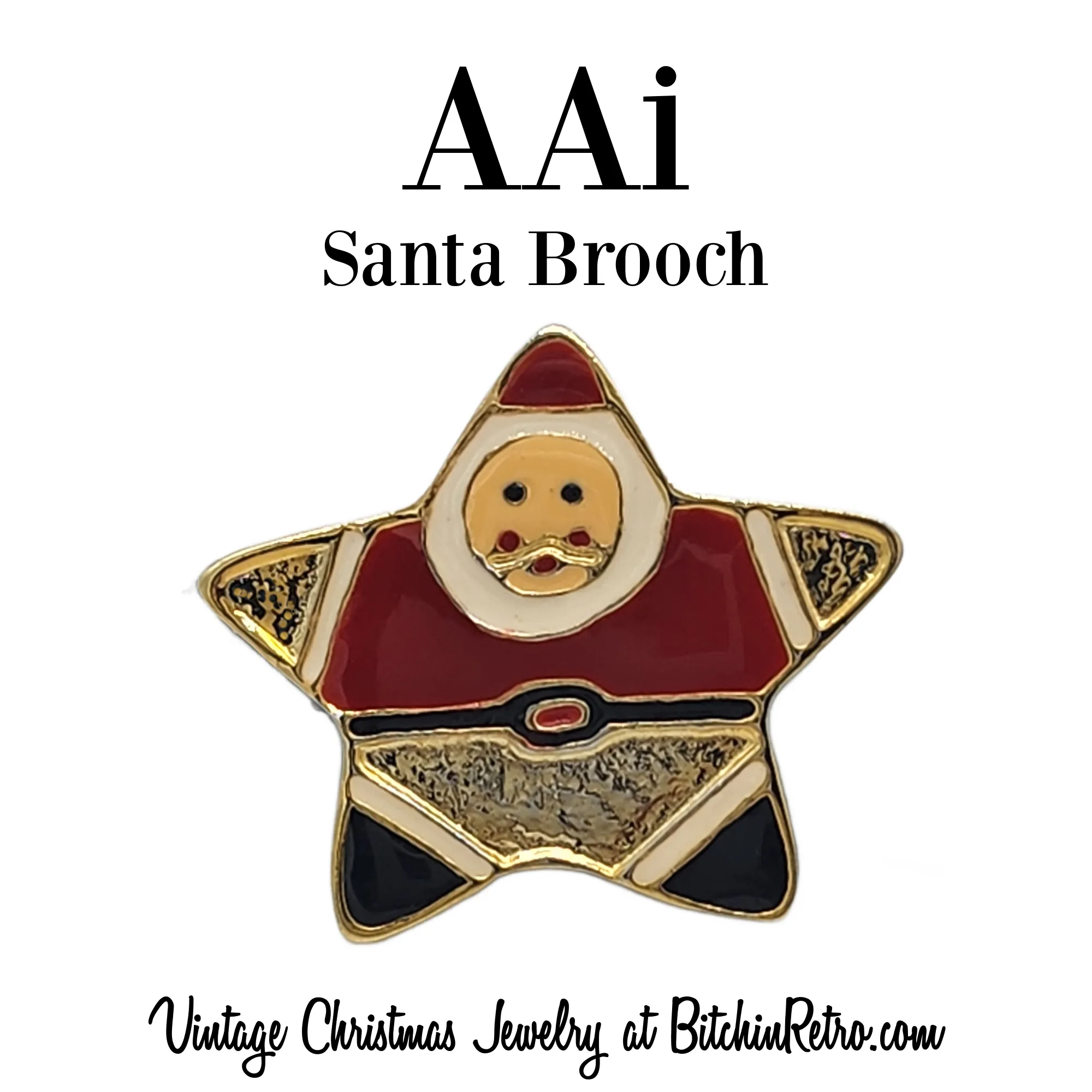 AAi Vintage Star Santa Brooch