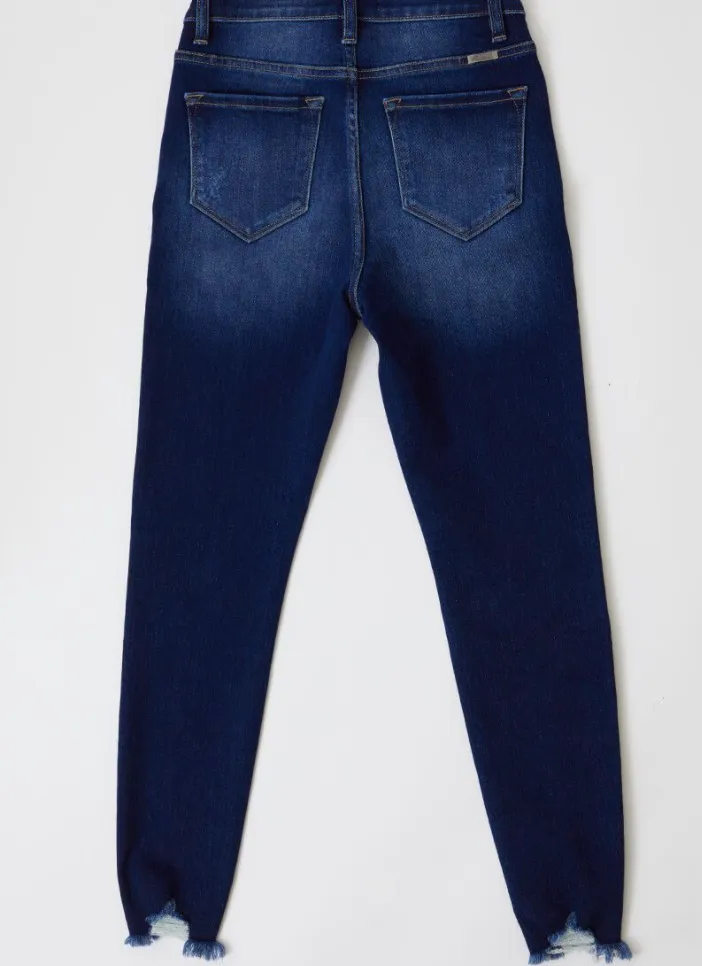 Adrian High Rise Fray Hem Ankle Skinny Jeans