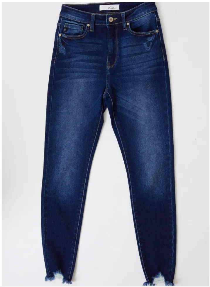Adrian High Rise Fray Hem Ankle Skinny Jeans