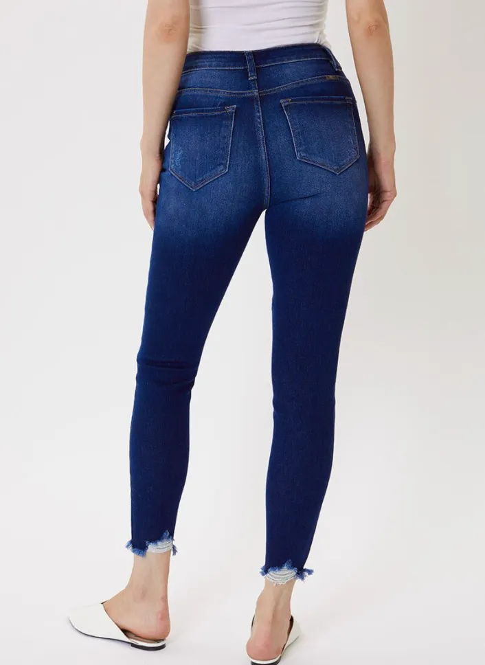 Adrian High Rise Fray Hem Ankle Skinny Jeans
