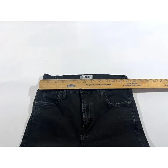 AGOLDE Feel Good Sophie High Rise Crop Distressed Dark Wash Denim Jeans Sz 25