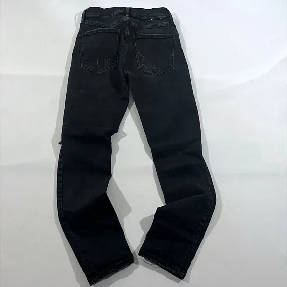 AGOLDE Feel Good Sophie High Rise Crop Distressed Dark Wash Denim Jeans Sz 25