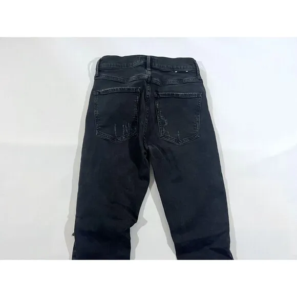 AGOLDE Feel Good Sophie High Rise Crop Distressed Dark Wash Denim Jeans Sz 25