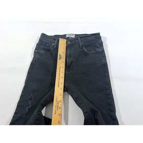 AGOLDE Feel Good Sophie High Rise Crop Distressed Dark Wash Denim Jeans Sz 25