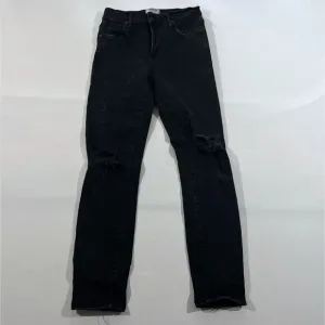 AGOLDE Feel Good Sophie High Rise Crop Distressed Dark Wash Denim Jeans Sz 25