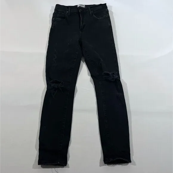 AGOLDE Feel Good Sophie High Rise Crop Distressed Dark Wash Denim Jeans Sz 25