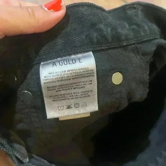 AGOLDE QUINN black distressed denim skirt 25