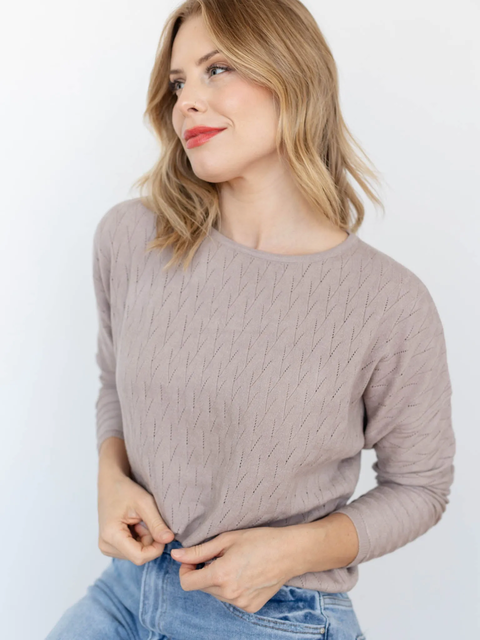 Allie Rose Soft Fine Gauge Long Sleeve Top