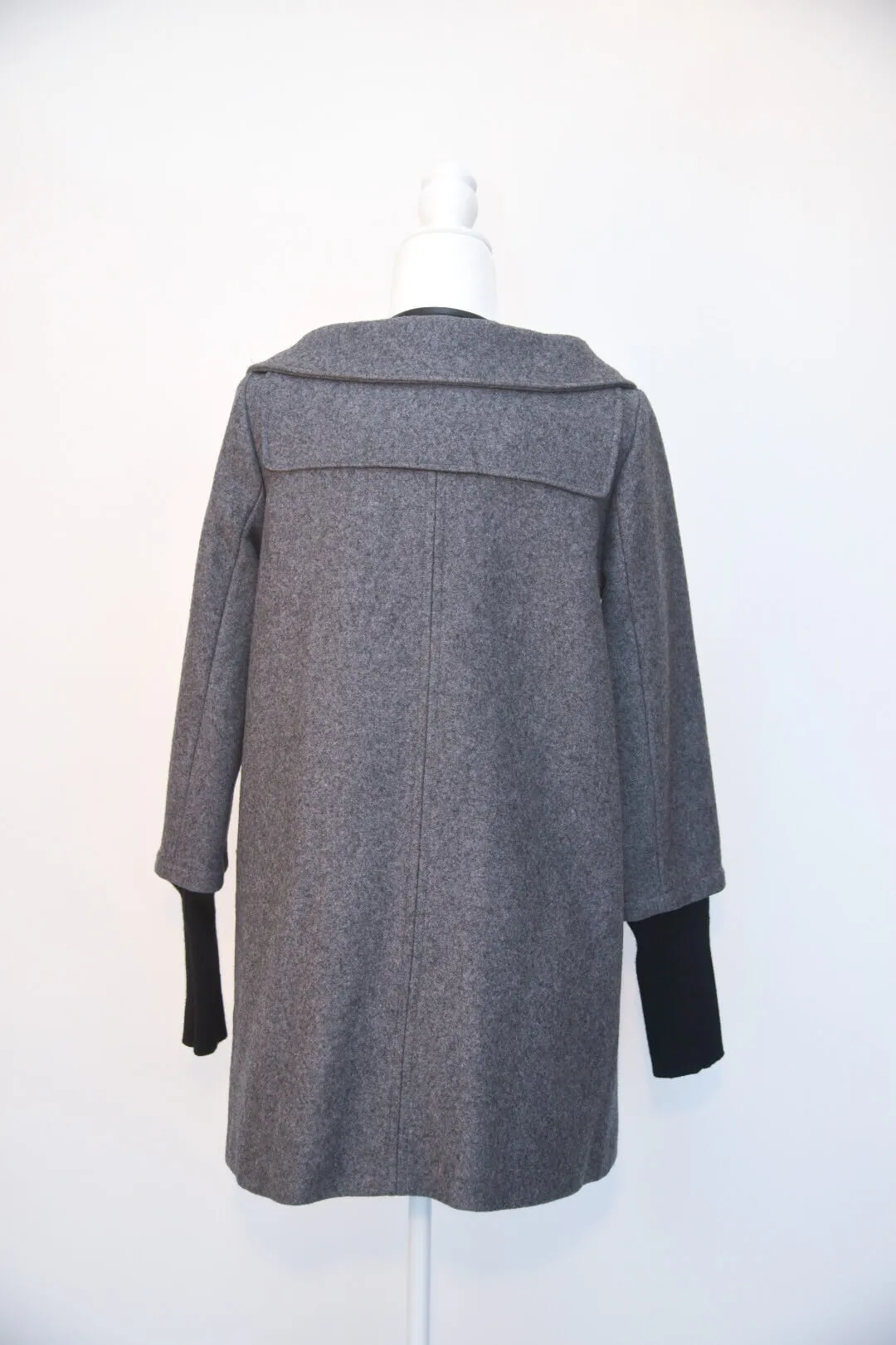 American Retro Grey and Black Wool Coat