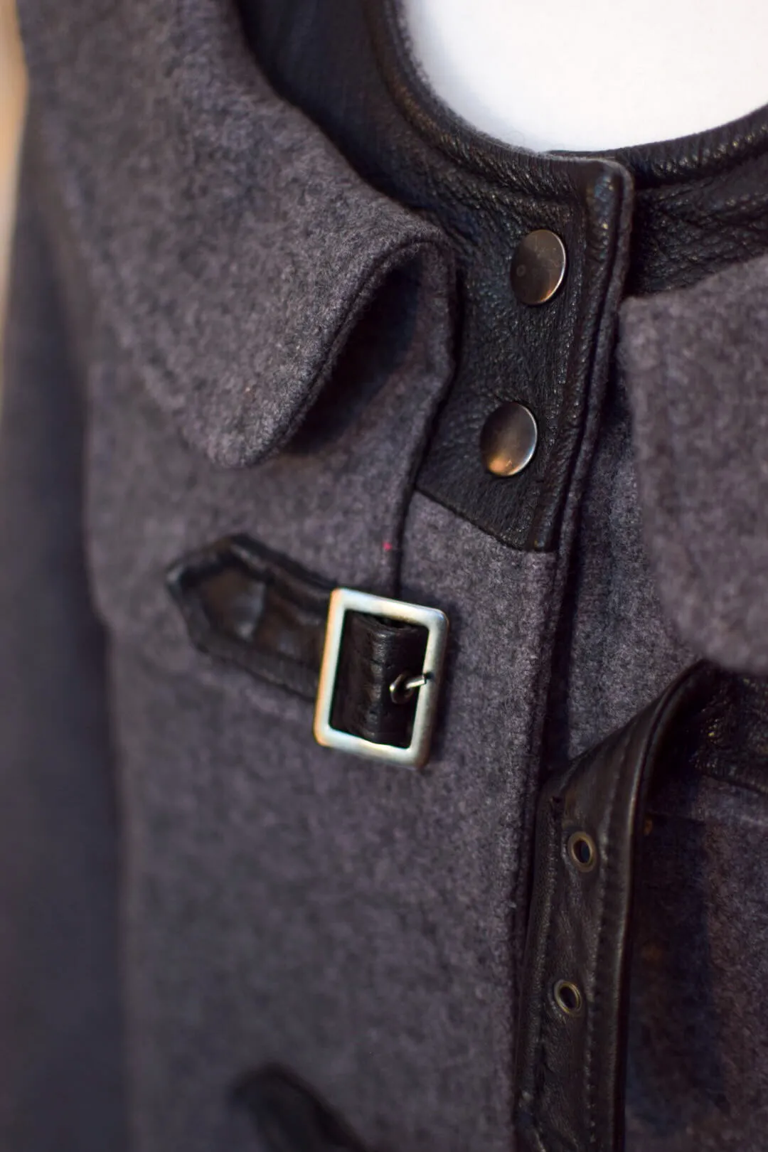 American Retro Grey and Black Wool Coat