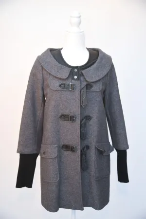 American Retro Grey and Black Wool Coat