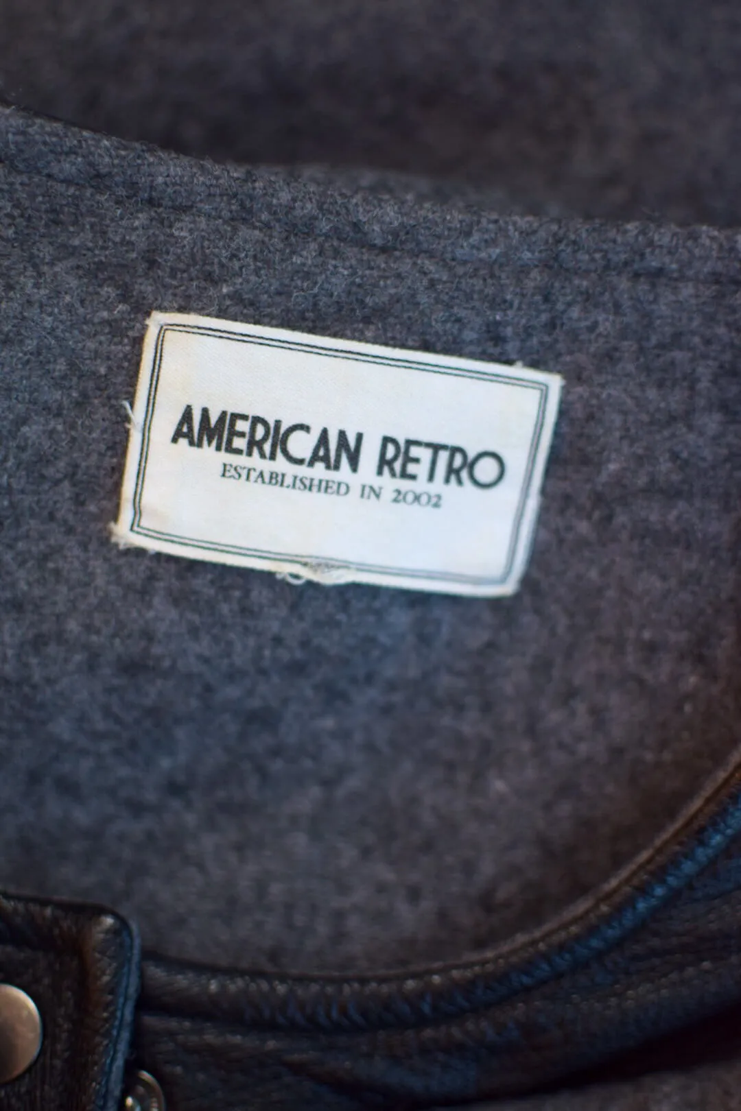 American Retro Grey and Black Wool Coat