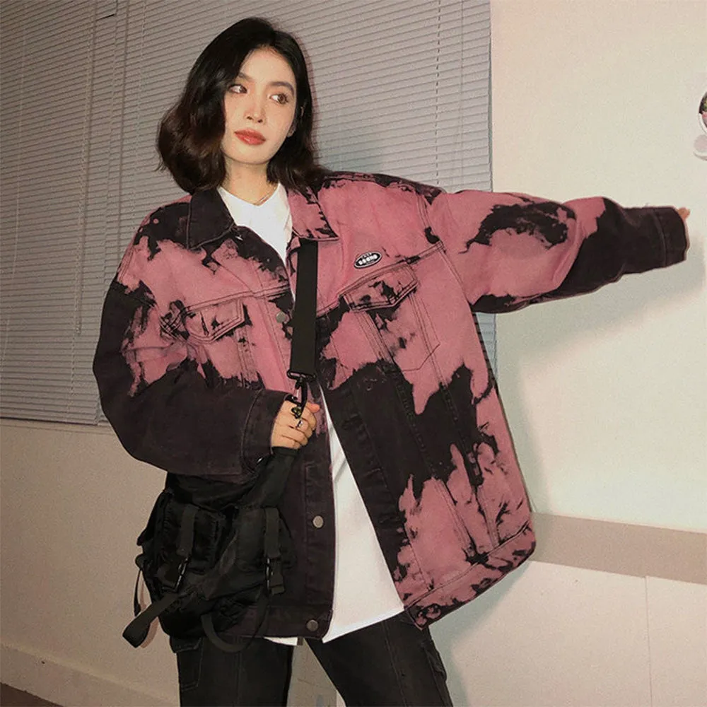 American Tie Dye Washed Denim Jacket