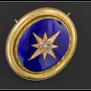 Antique Mid-Victorian 14k Gold Enamel & Diamond Mourning Brooch or Pendant | Victorian Brooch