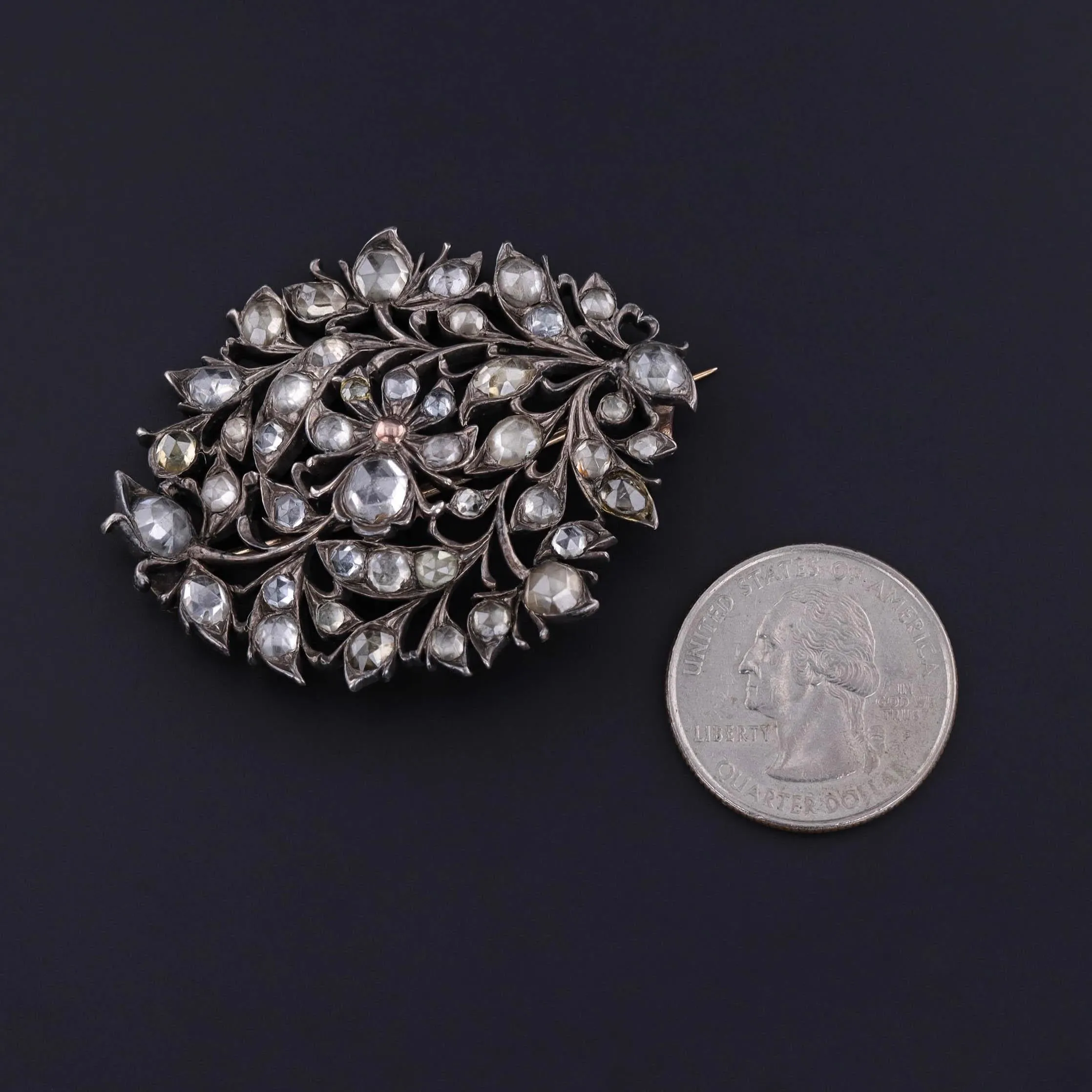 Antique Sri Lankan Rose Cut Zircon Brooch