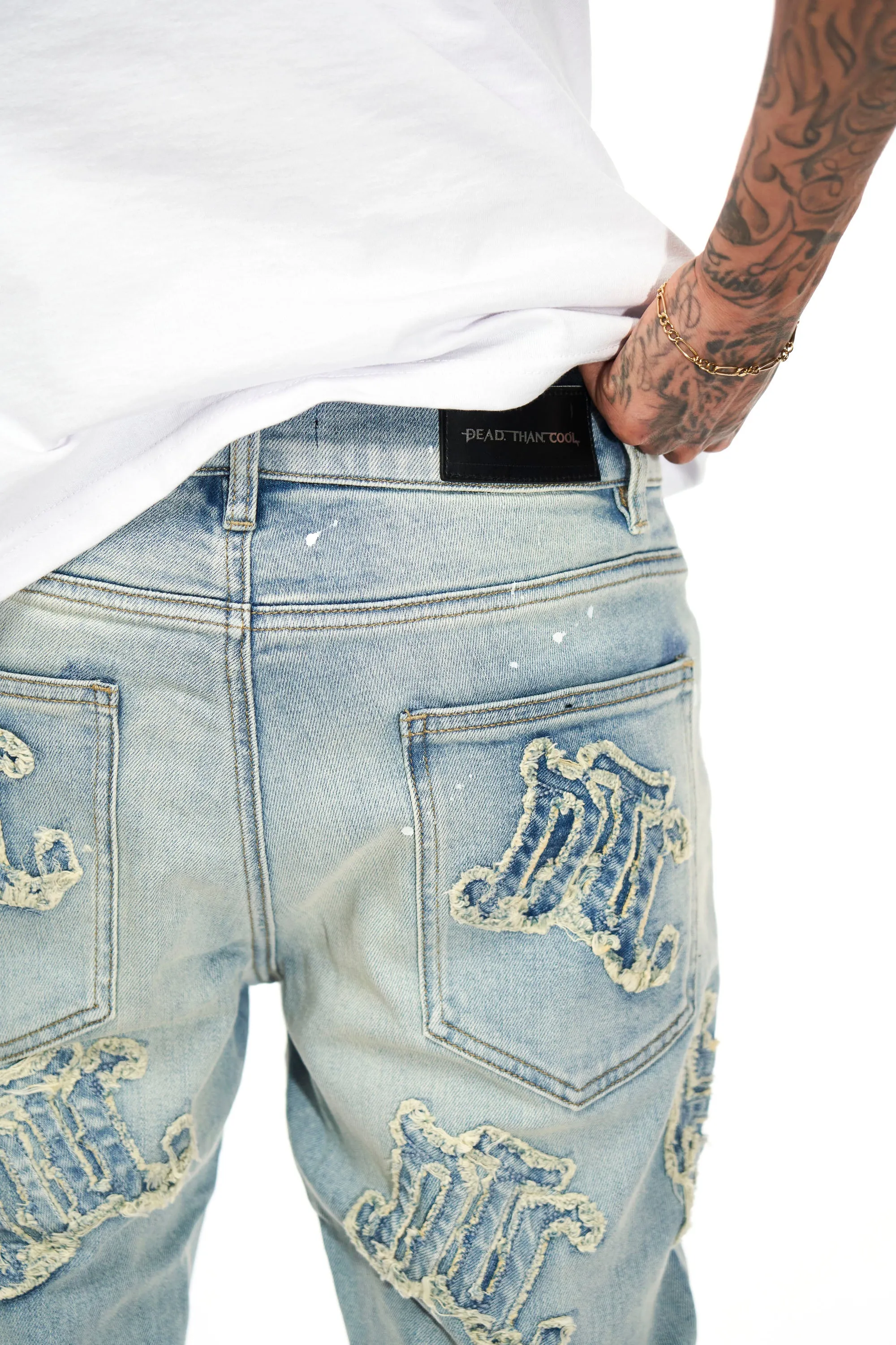 Appliqued Logo Patch Denim