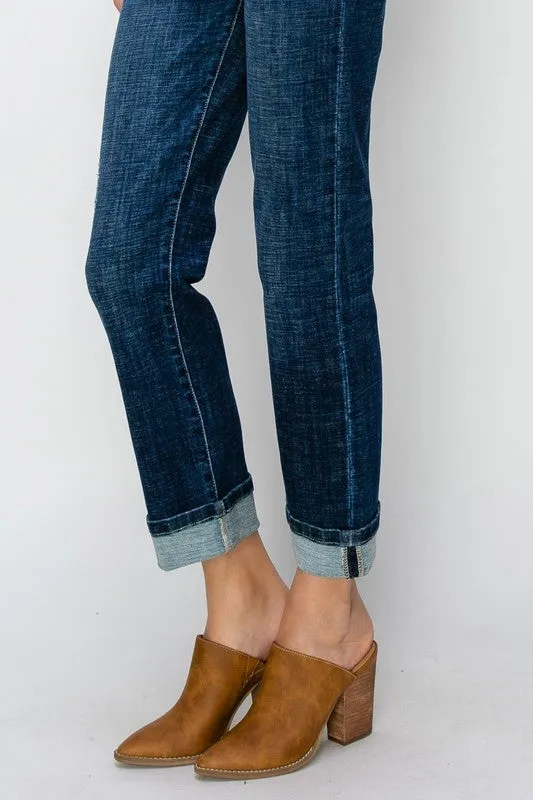 Artemis Vintage High Rise Straight Leg Jeans- Dark Wash