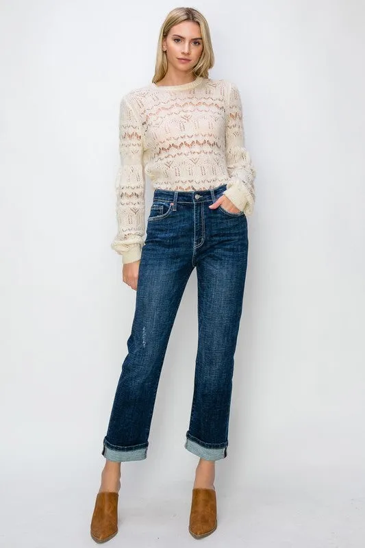 Artemis Vintage High Rise Straight Leg Jeans- Dark Wash