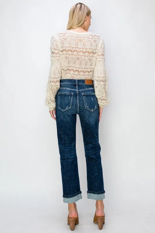 Artemis Vintage High Rise Straight Leg Jeans- Dark Wash