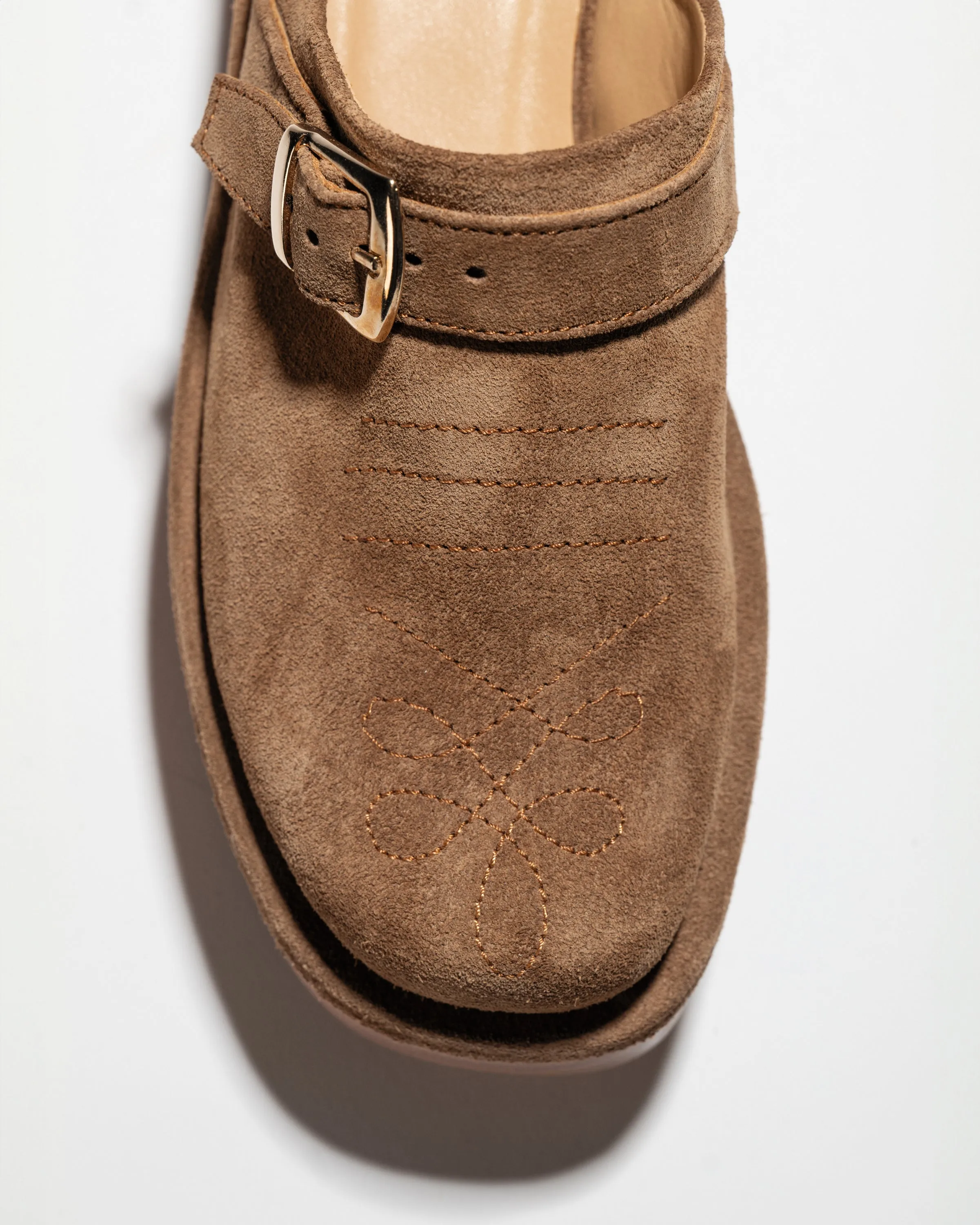 ARUJU CLOGS OPEN Brown Suede