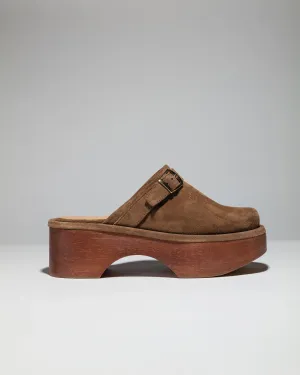ARUJU CLOGS OPEN Brown Suede