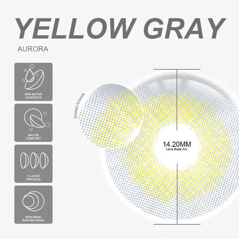 Aurora Yellow Gray 14.2mm 1 Pair | 1 Year