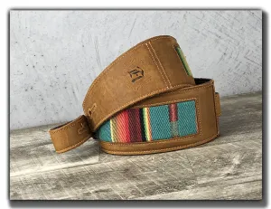 B-STOCK - El Camino - Tobacco/Turquoise 3" Leather Guitar Strap