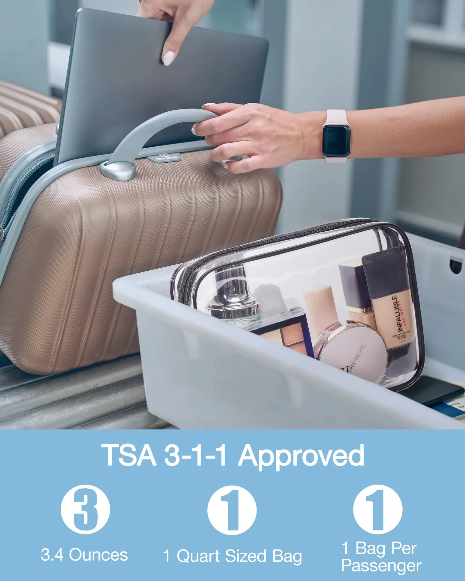 BAGSMART 2 Pack TSA Approved Waterproof Travel Clear Toiletry Bag