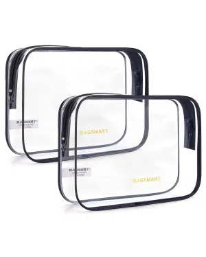 BAGSMART 2 Pack TSA Approved Waterproof Travel Clear Toiletry Bag