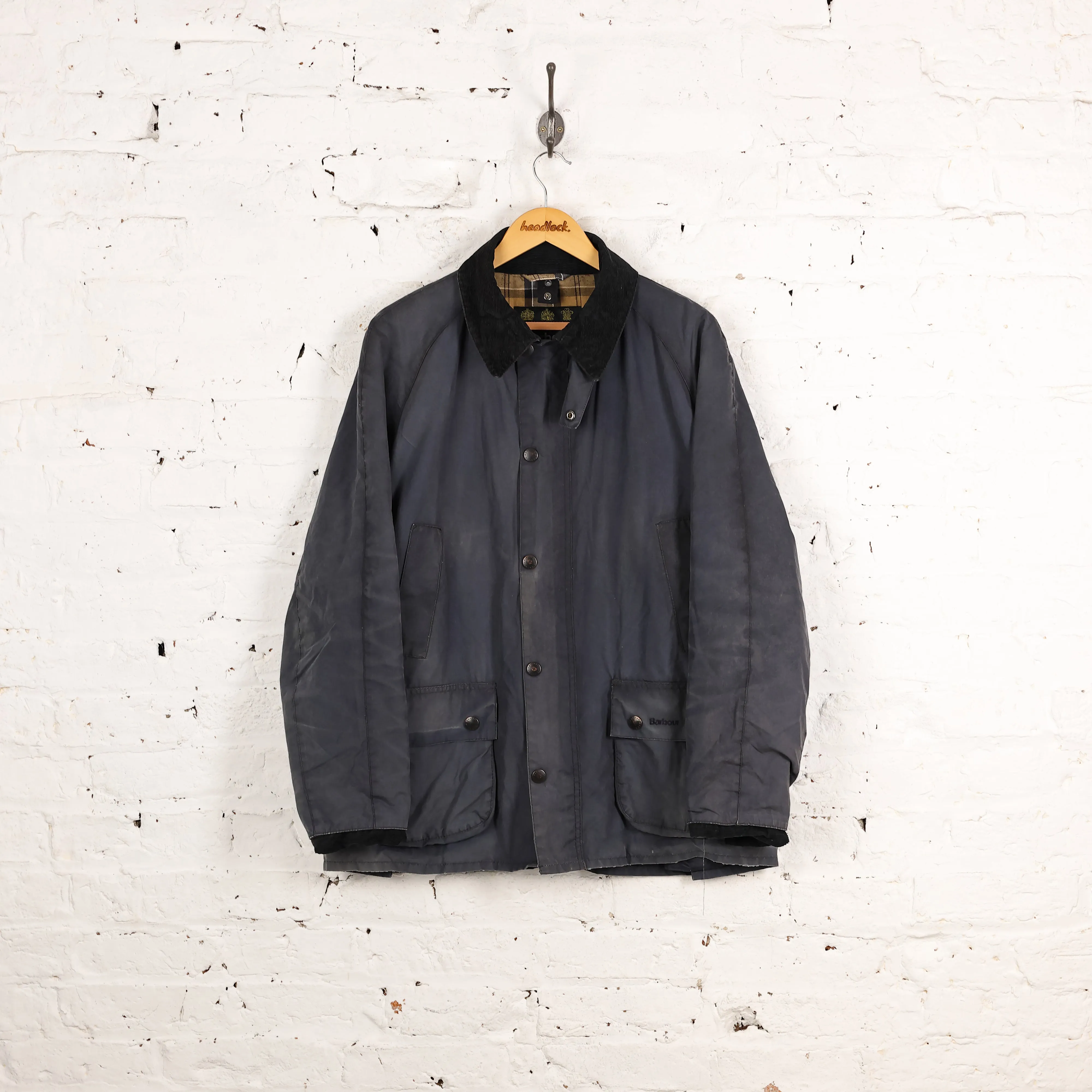 Barbour Ashby Wax Jacket Coat - Blue - XL