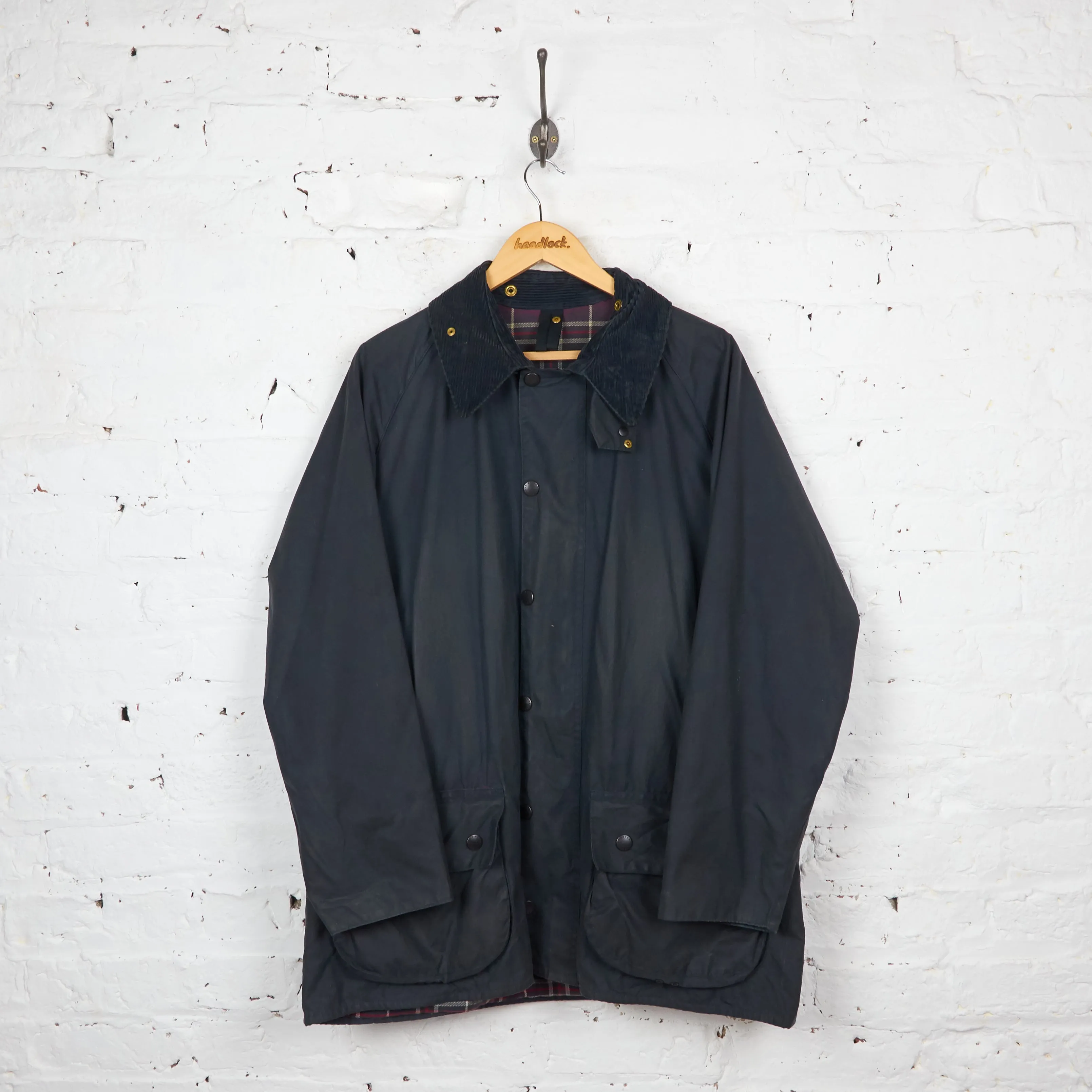 Barbour Beaufort Wax Jacket Coat - Blue - L