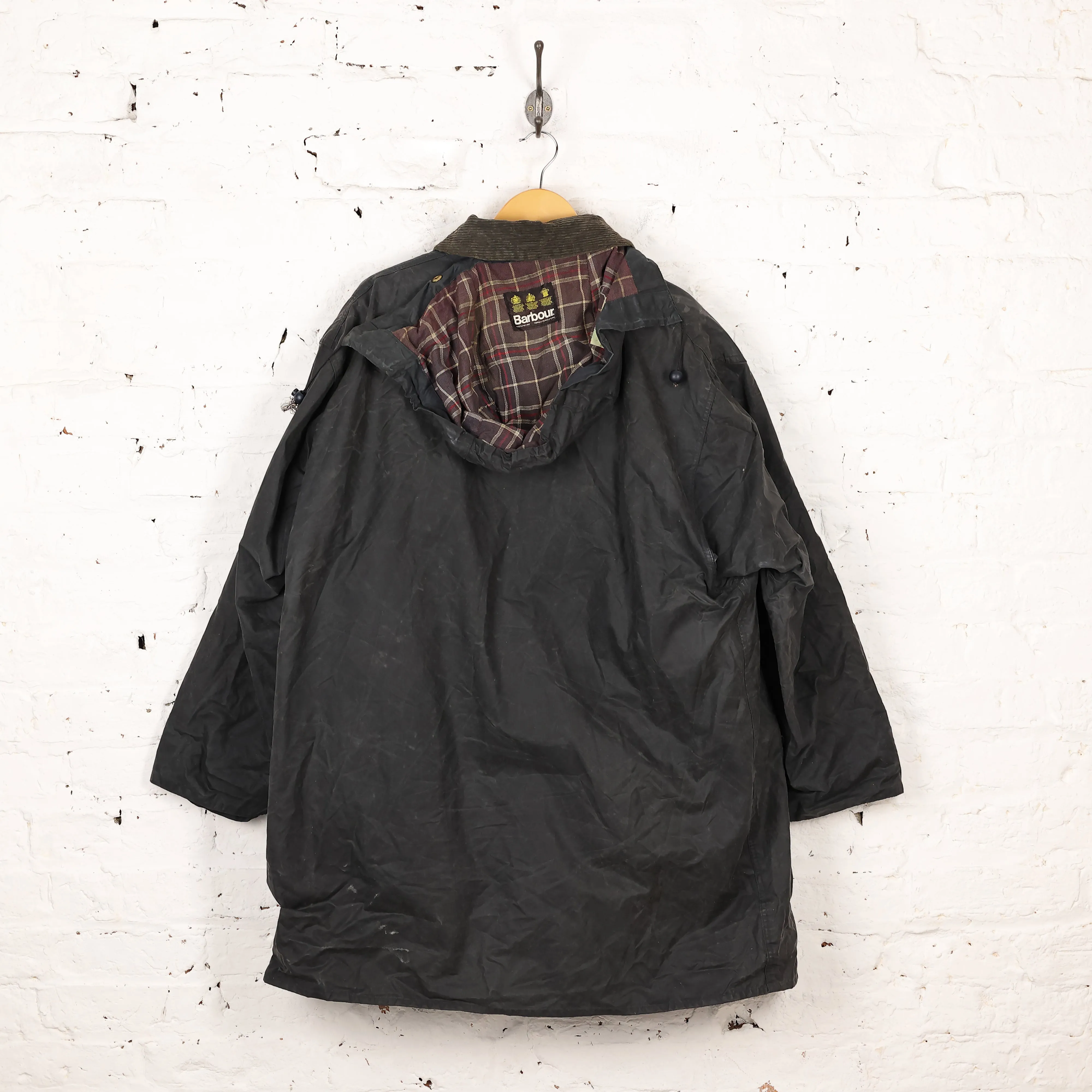 Barbour Border Wax Jacket with Fleece Lining - Blue - XL