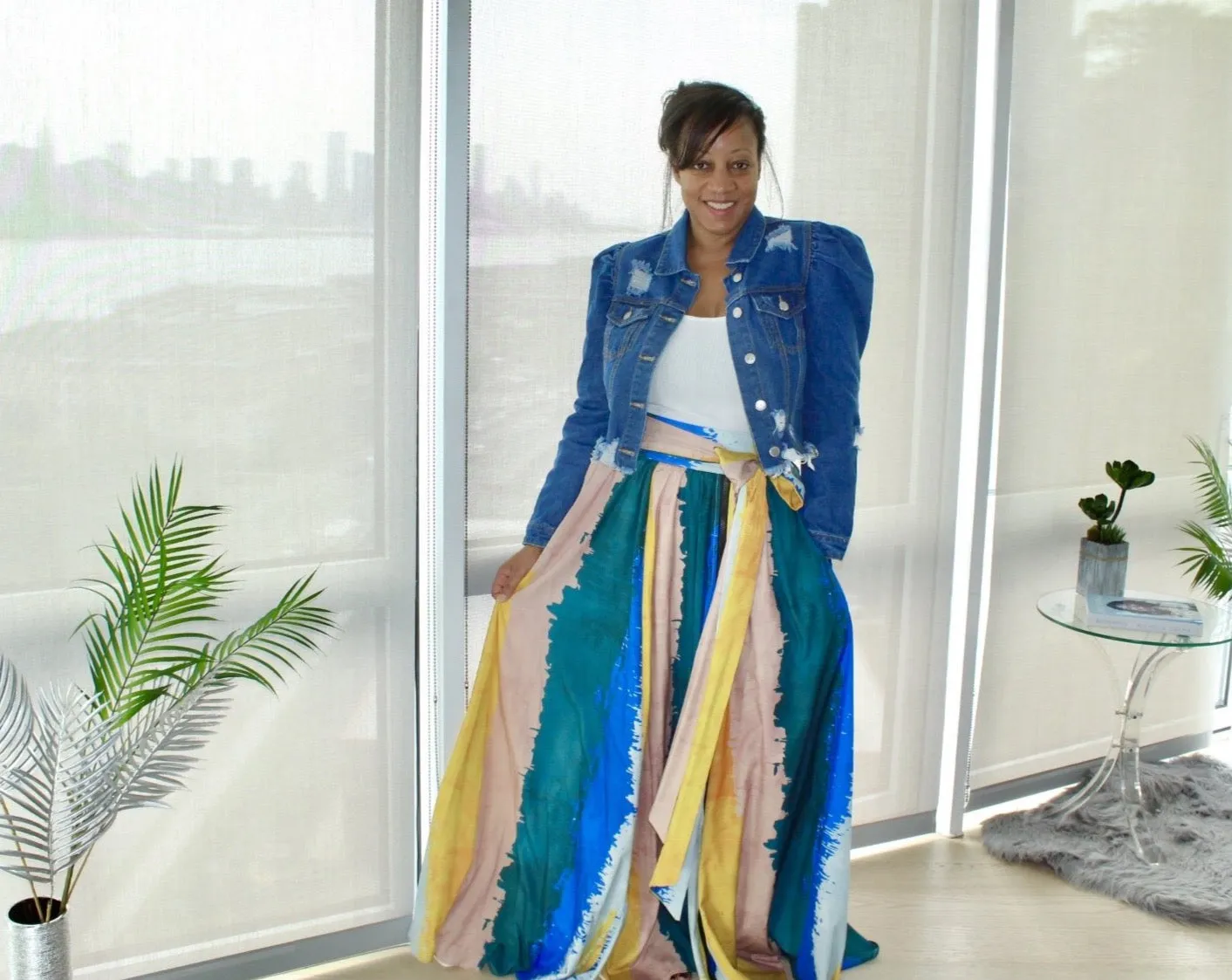 Be A-Frayed Puff Sleeve Denim Jacket