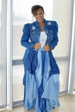 Be A-Frayed Puff Sleeve Denim Jacket