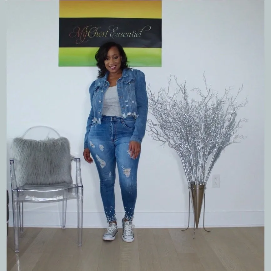 Be A-Frayed Puff Sleeve Denim Jacket