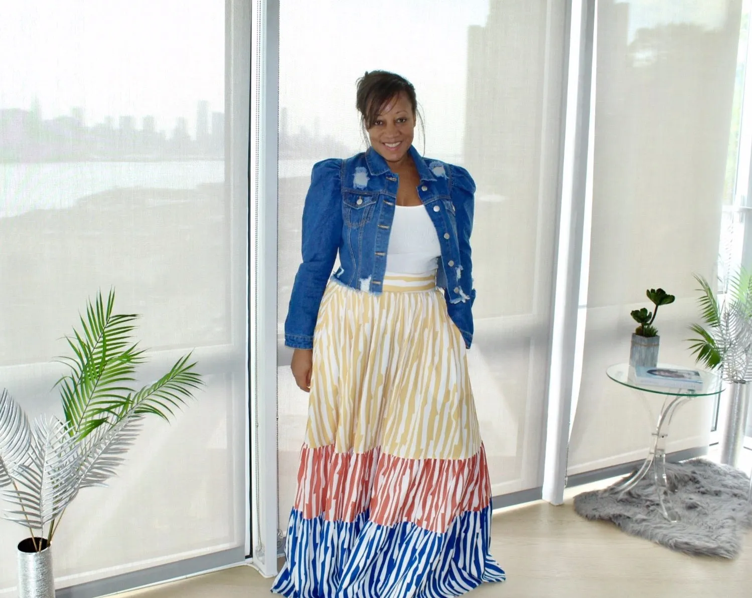 Be A-Frayed Puff Sleeve Denim Jacket