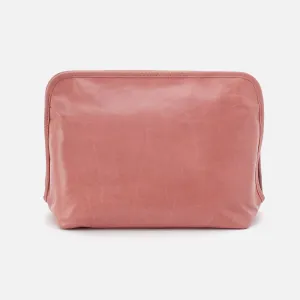 Beauty Large Cosmetic Pouch In Polished Leather - Rose