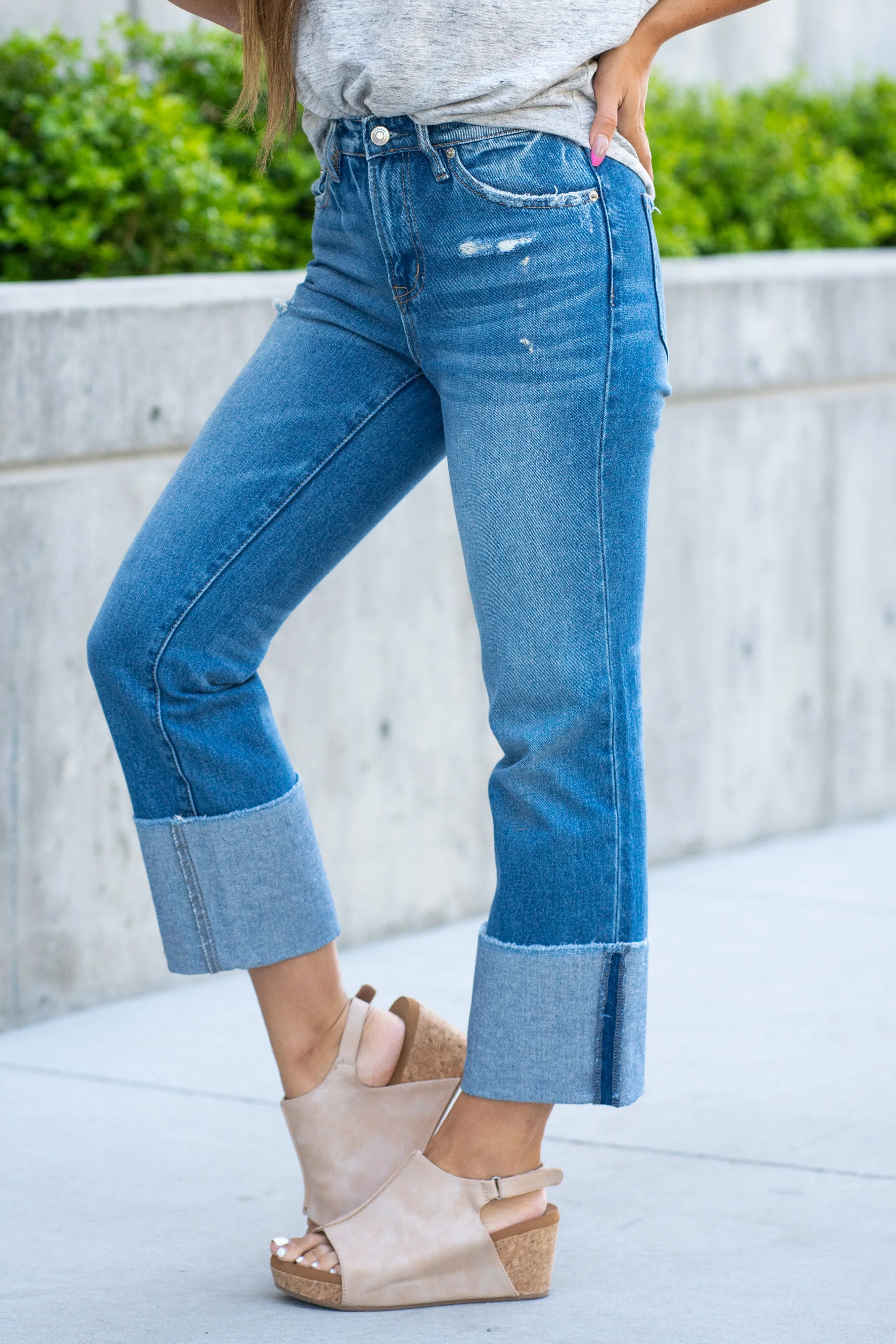 Bella High Rise Cuffed Straight