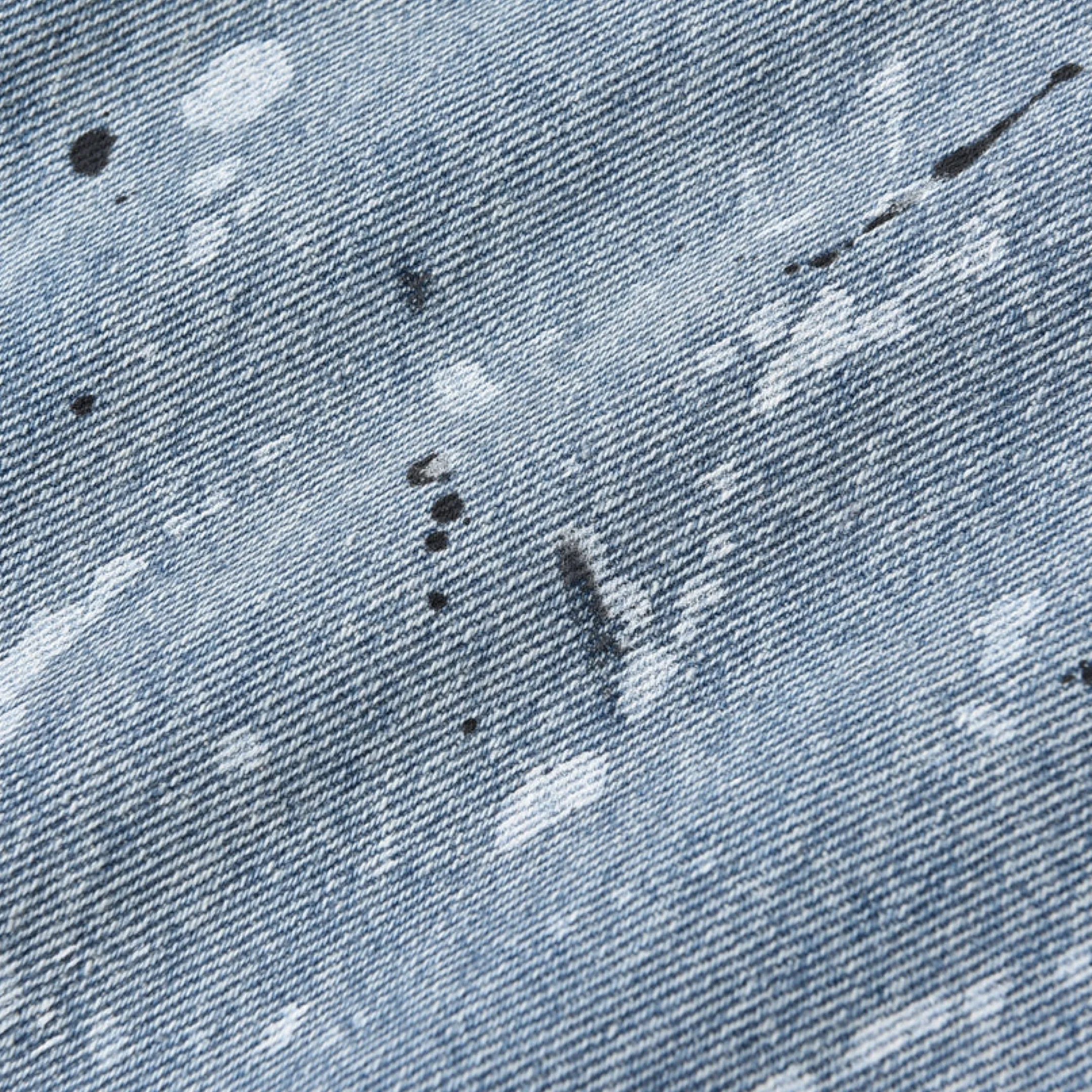 Birth Of Royal Child Chain Ink Print Detailed Patch Jeans