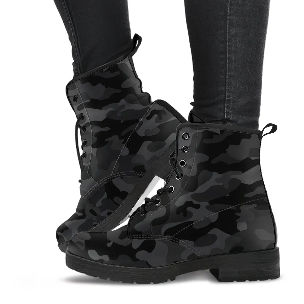 Black Camo Combat Boots