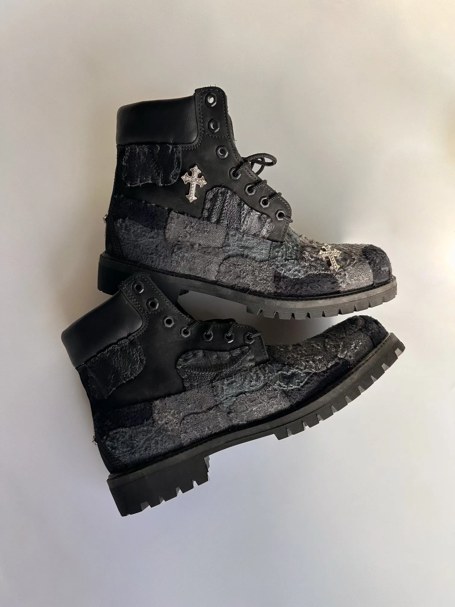 Black Distressed  Nappy Denim