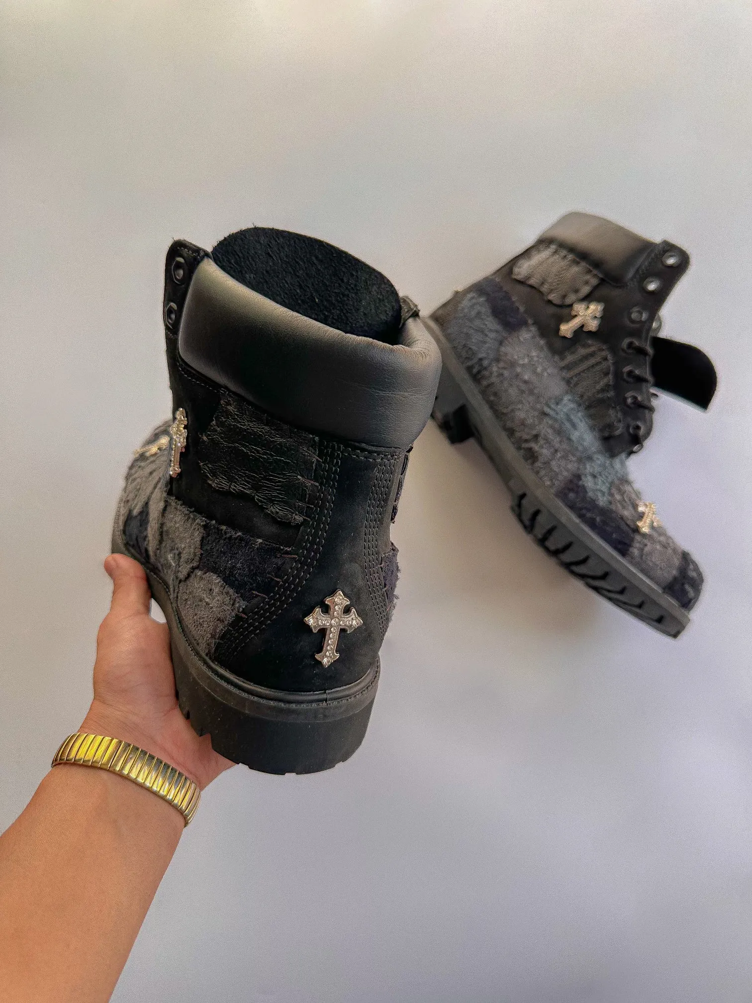 Black Distressed  Nappy Denim